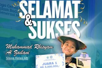 M Rhisyam Al Zailani siswa kelas 4B SDN 001 Bontang Selatan raih juara pertama. (istimewa)