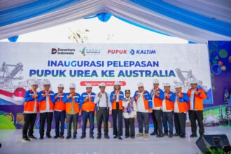pelepasan ekspor perdana produk urea PT Pupuk Indonesia (Persero) melalui PT Pupuk Kalimantan Timur di Pelabuhan Bontang, Rabu (14/5/2026). (istimewa)
