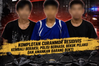 Tiga Pelaku Curanmor Kos Mahasiswa yang Ditangkap polsek amarinda ulu. (istimewa)