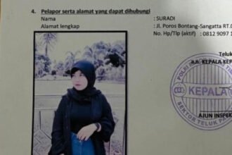Potongan foto Gita yang dilaporkan hilang oleh suaminya di polisi. (Ist)