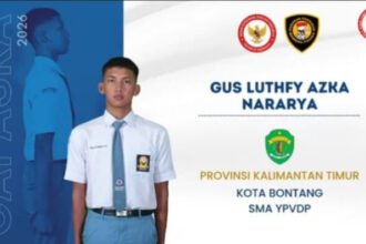 Gus Luthfy Azka Nararya, pelajar SMA Vidatra Bontang yang terpilih sebagai anggota Paskibraka Nasional 2026. (ist)