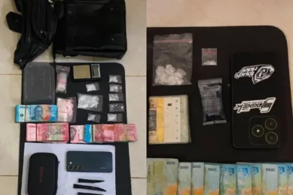 Barang bukti narkotika jenis sabu dan uang tunai senilai Rp19 juta yang berhasil diamankan petugas dari tangan tersangka di Muara Badak. (istimewa)