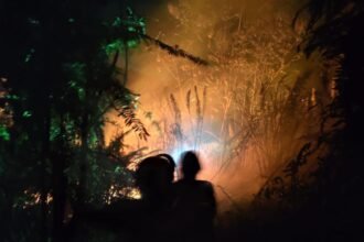 Petugas melakukan pemadaman karhutla