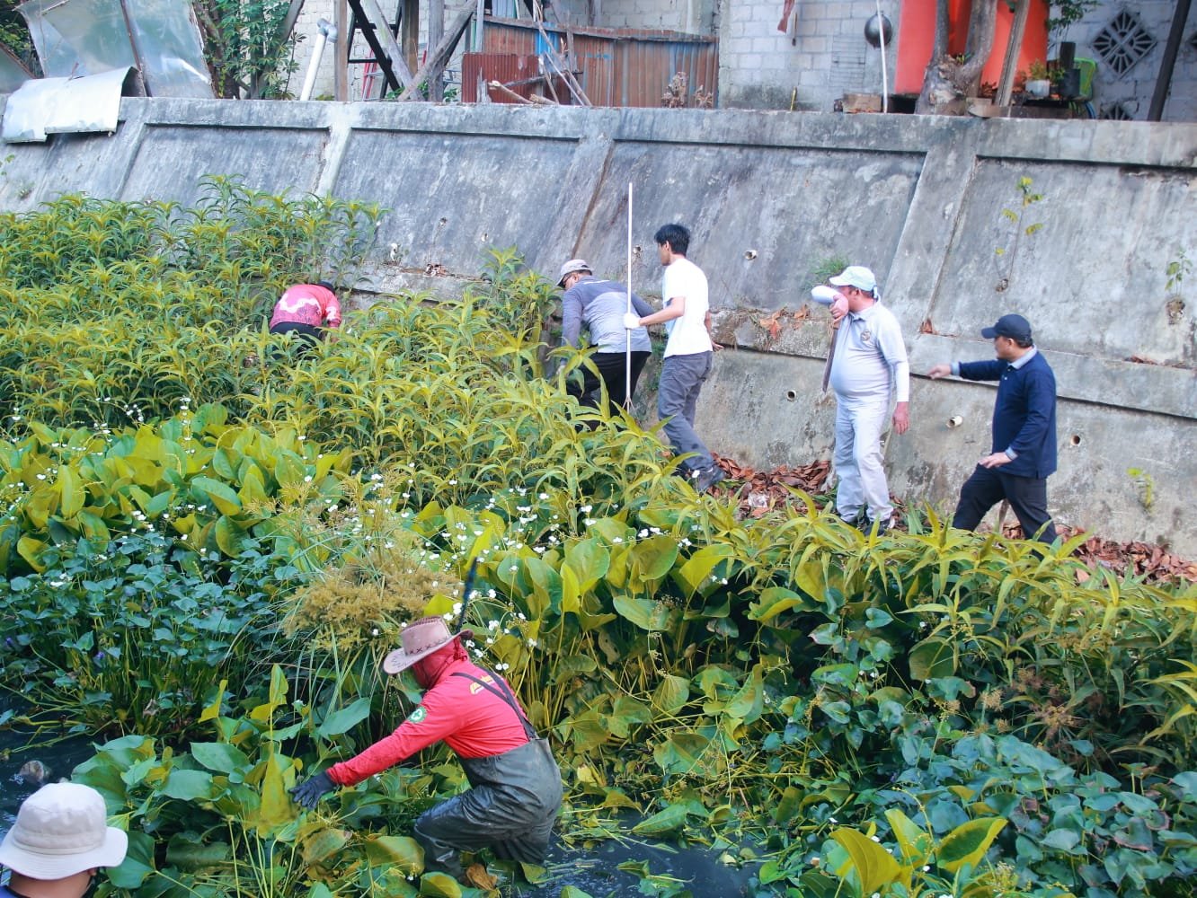 (Pemkot) Bontang menggelar aksi Jumat Bersih di sepanjang aliran sungai kawasan Jalan Mangga hingga Jalan Gambas, wilayah Kelurahan Satimpo, Bontang Selatan hingga Kelurahan Gunung Elai, Bontang Utara, Jumat (16/10) pagi. (istimewa)