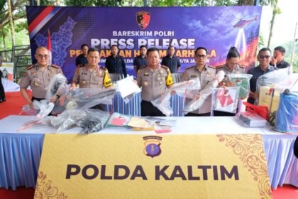 press release penegakan hukum karhutla Ditreskrimsus Polda Kaltim bersama Polres dan Polresta jajaran, Kamis (29/10/2026). (istimewa)