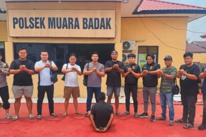 Polisi meringkus tersangka penganiayaan berat di Desa Saliki, Kecamatan Muara Badak. (Ist)