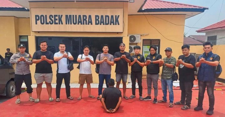 Polisi meringkus tersangka penganiayaan berat di Desa Saliki, Kecamatan Muara Badak. (Ist)